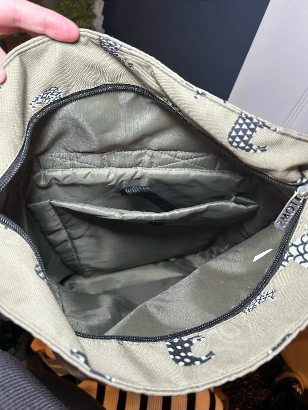TOMS Olive Green Llama Printed Canvas Backpack